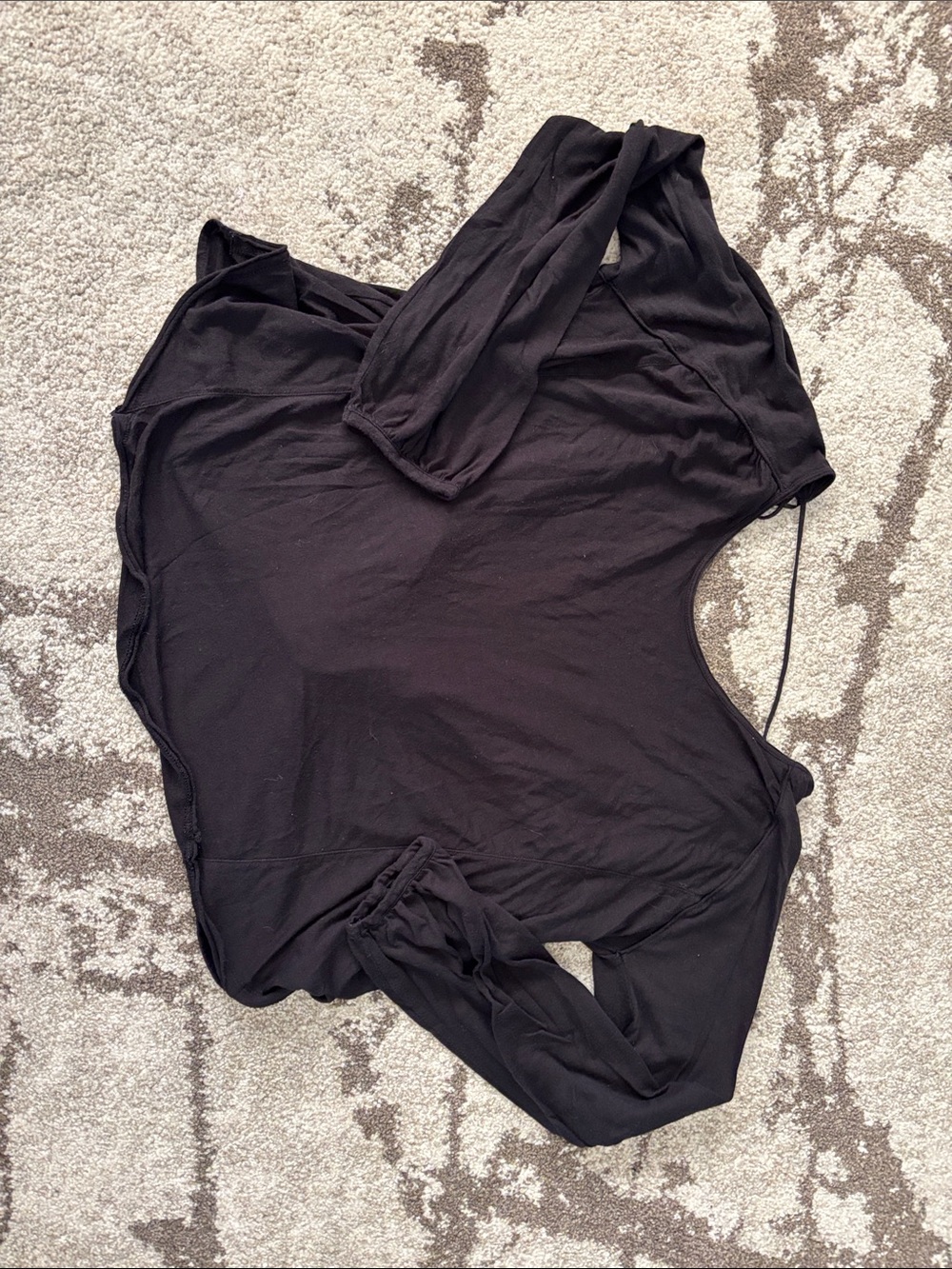 Free People - Black Long Sleeve Lightweight Tee with Open Back